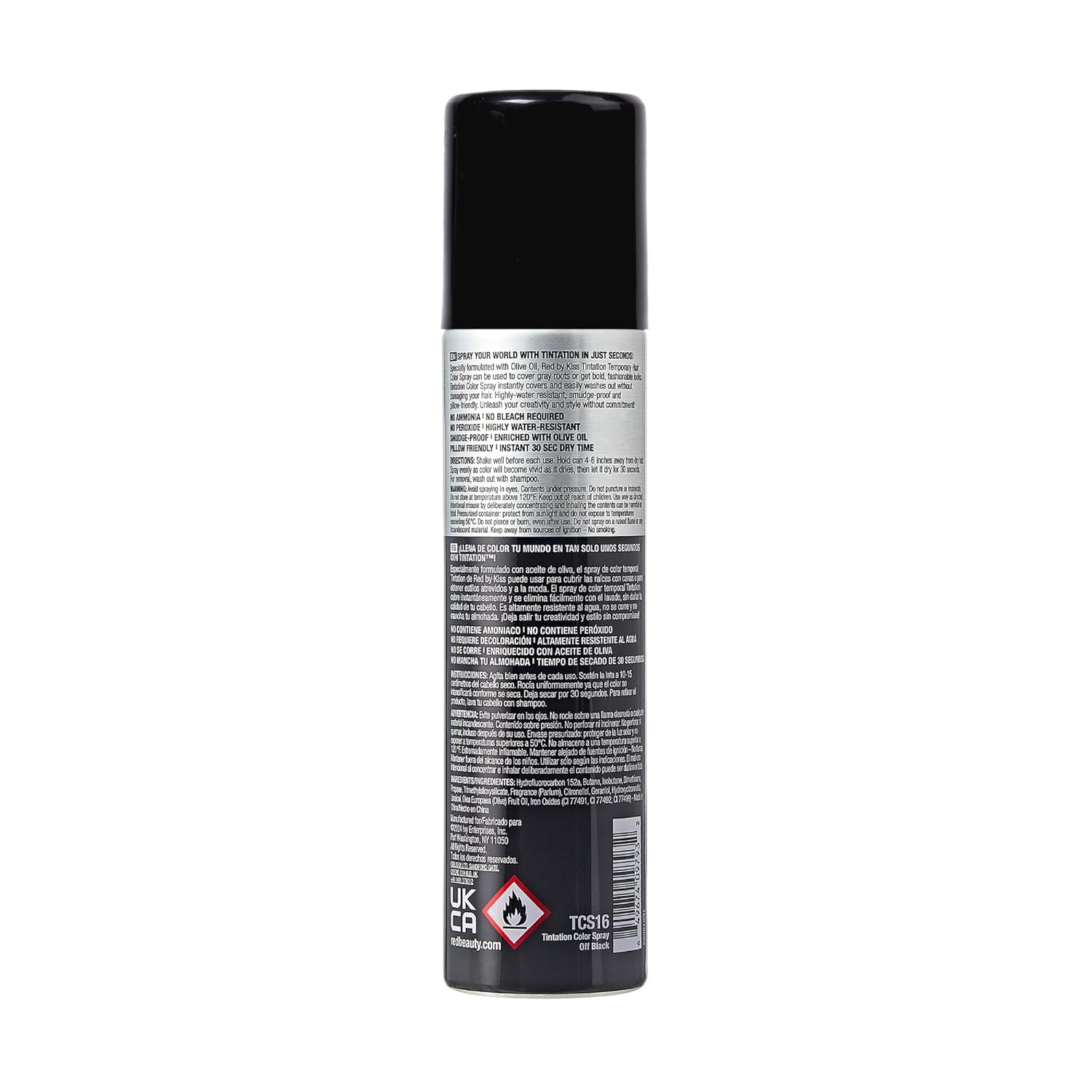 RED BY KISS TINTATION HAIR COLOR SPRAY 11.5oz #BLACK