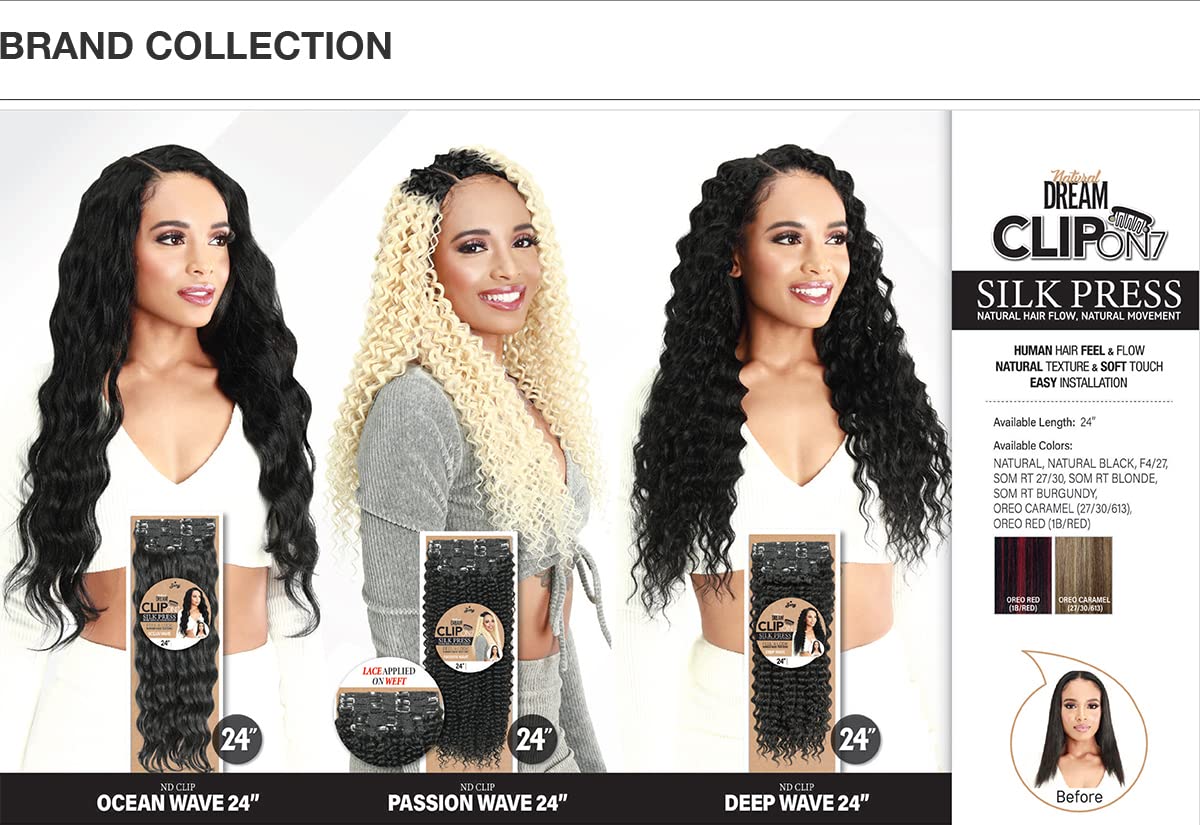 ZURY NATURAL DREAM CLIP ON 7 DEEP WAVE 24" #OREO CARAMEL (27/30/613)