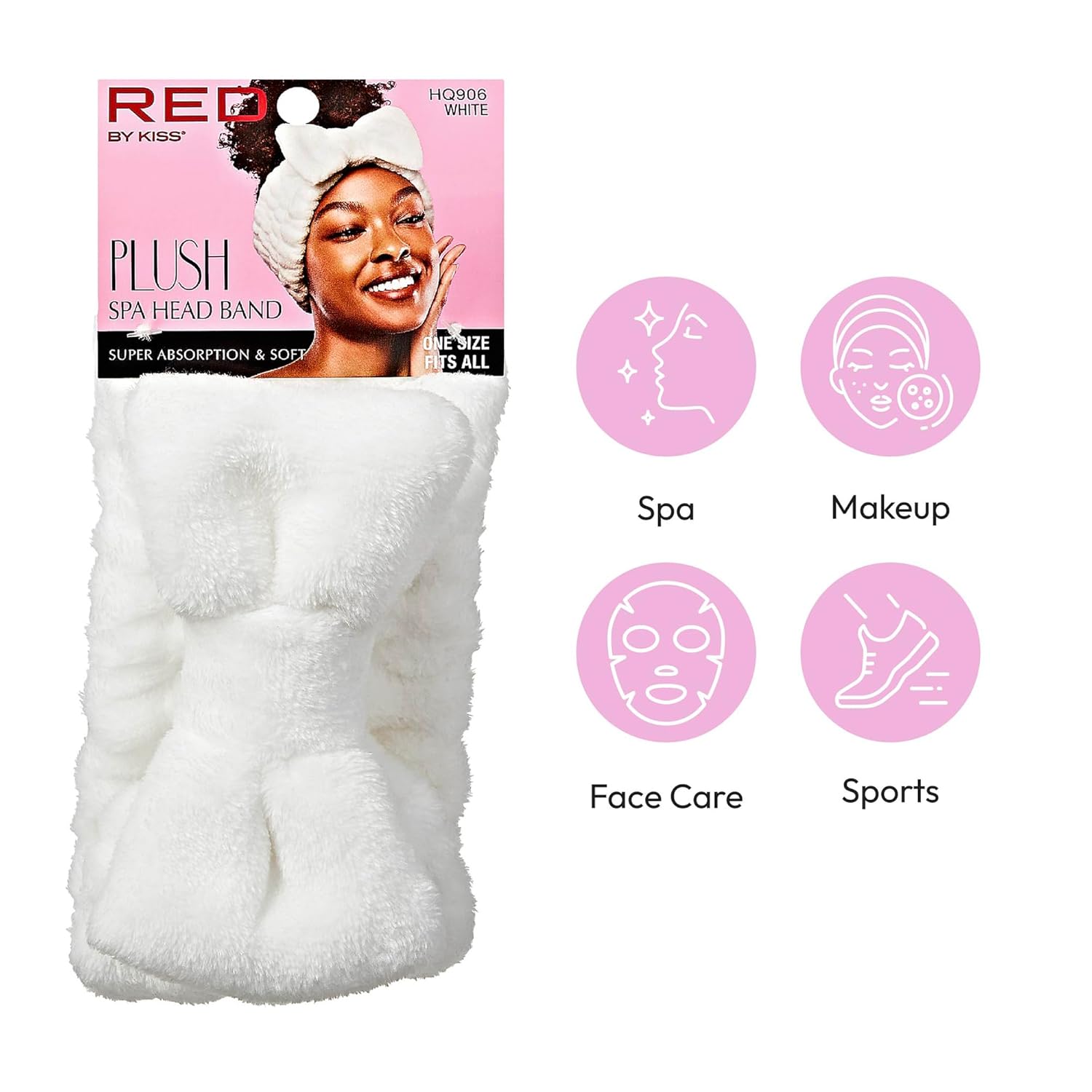 RED BY KISS PLUSH SPA HEAD BAND #WHITE