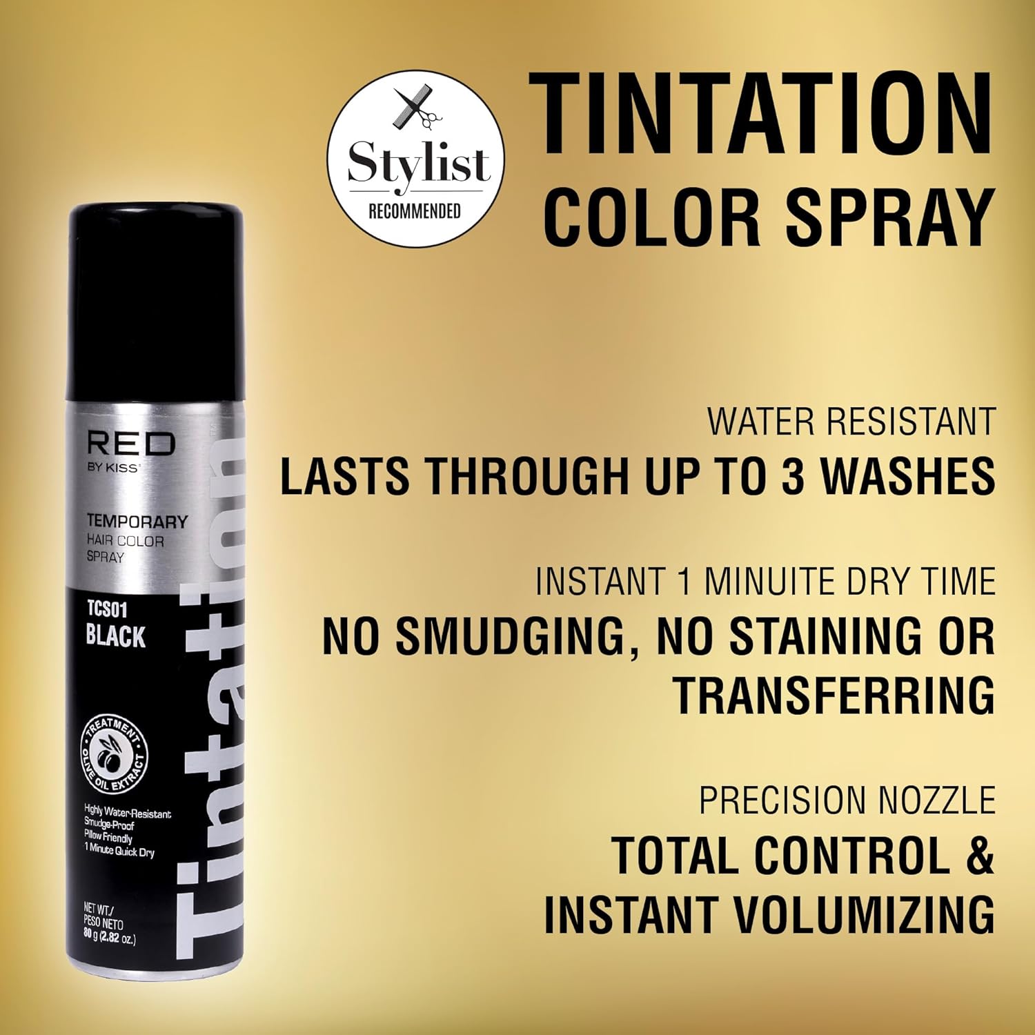 RED BY KISS TINTATION HAIR COLOR SPRAY 2.82oz #BLACK