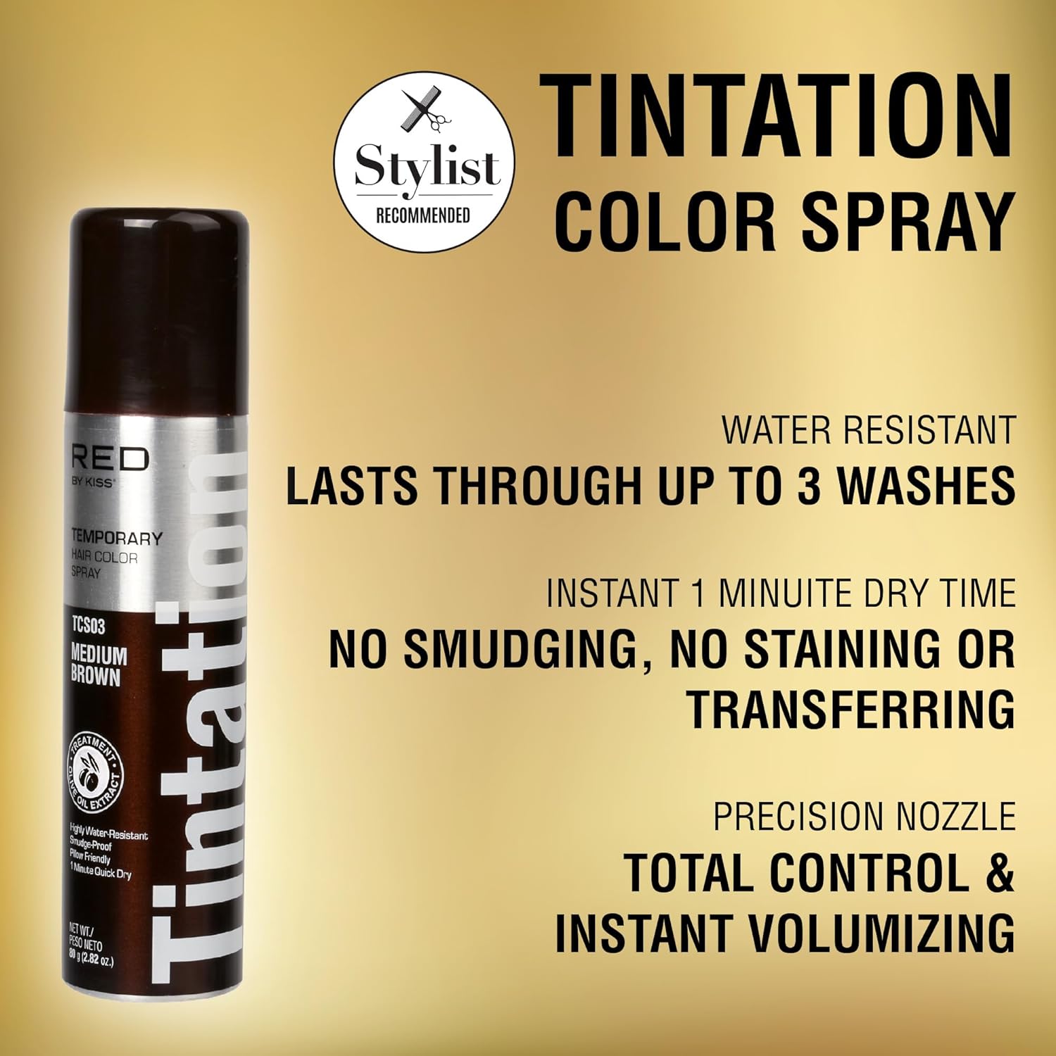 RED BY KISS TINTATION HAIR COLOR SPRAY 2.82oz #MEDIUM BROWN