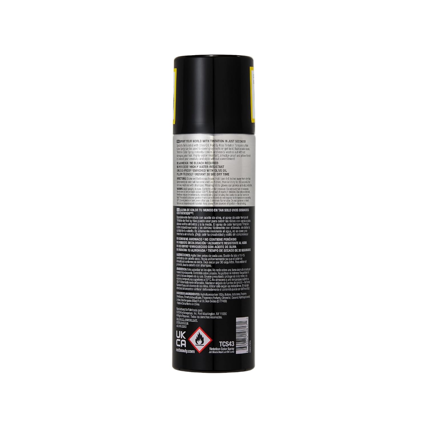 RED BY KISS TINTATION HAIR COLOR SPRAY 6oz #JET BLACK