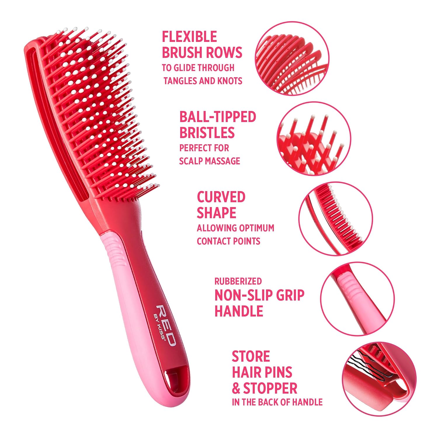 RED BY KISS GLIDE & DEFINE DETANGLING BRUSH #RED