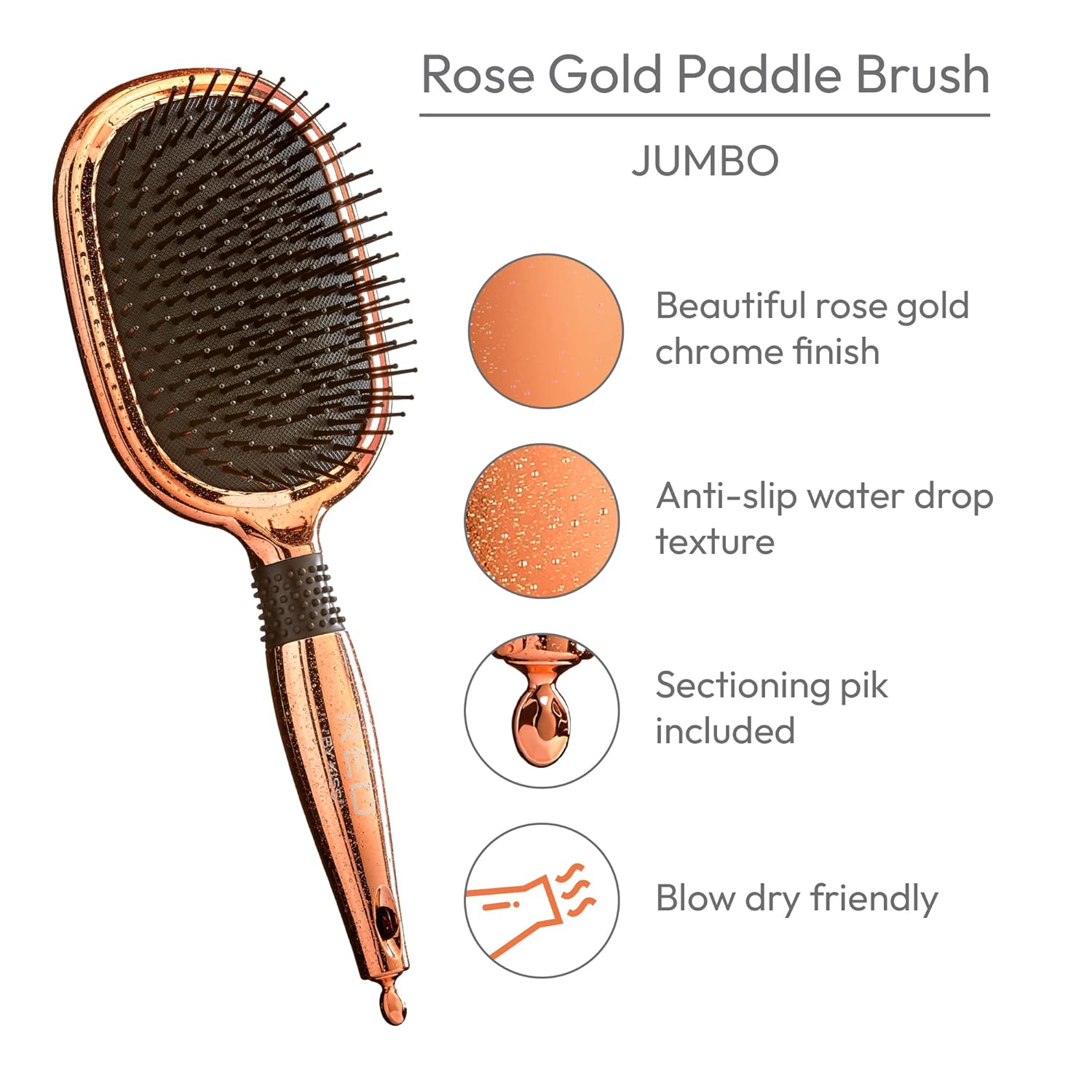 RED BY KISS PADDLE BRUSH ROSE GOLD JUMBO