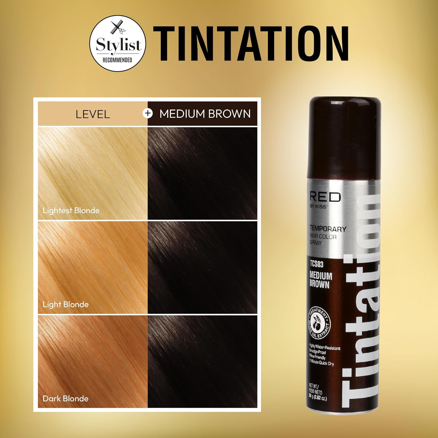 RED BY KISS TINTATION HAIR COLOR SPRAY 2.82oz #MEDIUM BROWN