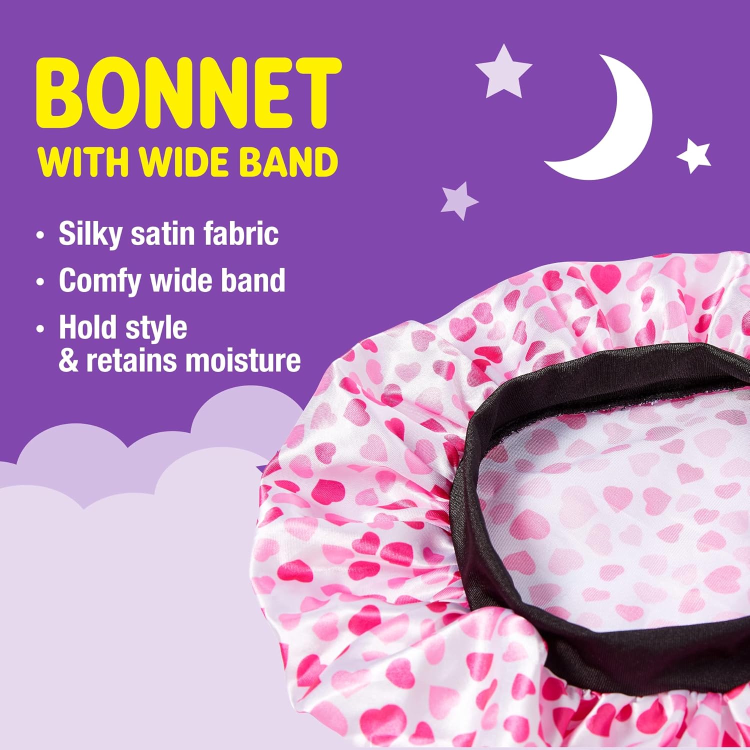 RED BY KISS KIDS SATIN BONNET WIDE BAND HEART