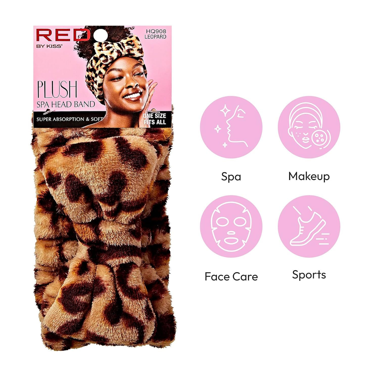 RED BY KISS PLUSH SPA HEAD BAND #LEOPARD