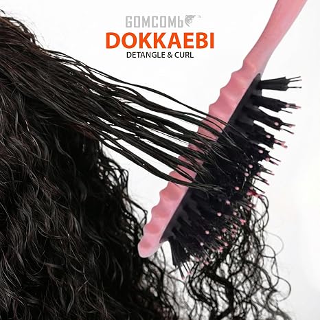 GOMCOMB DOKKAEBI DETANGLE & CURL BRUSH & COMB #PINK
