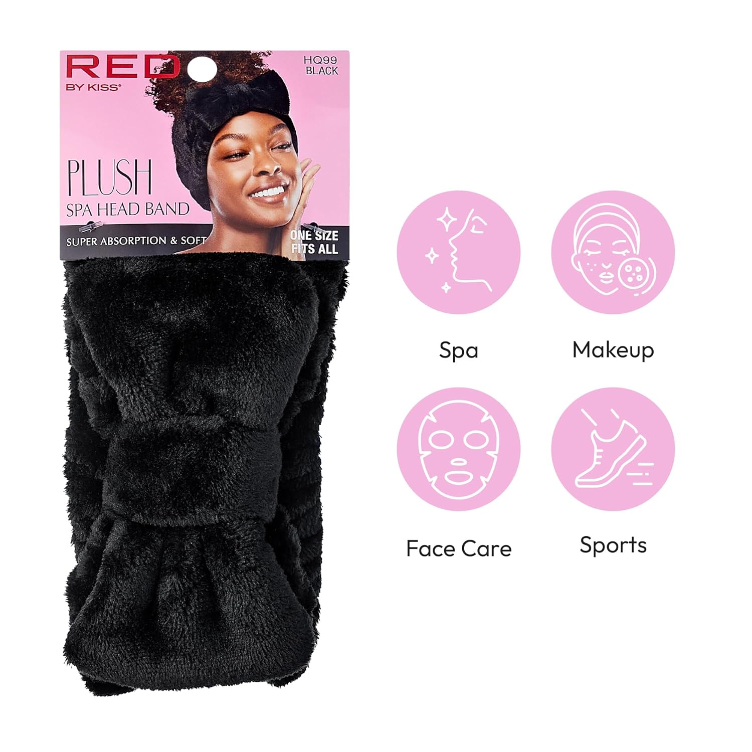 RED BY KISS PLUSH SPA HEAD BAND #BLACK