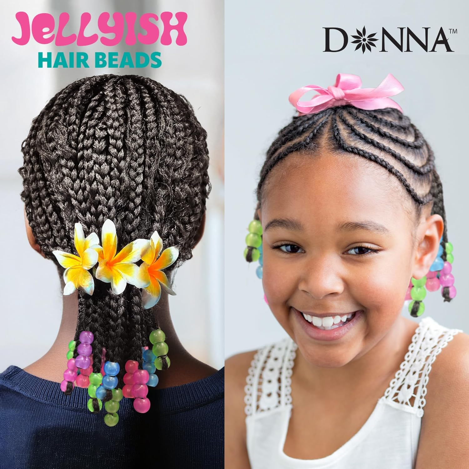 DONNA KIDS JELLYISH MARBLE HAIR BEADS NEON 14mm #ASSORTED