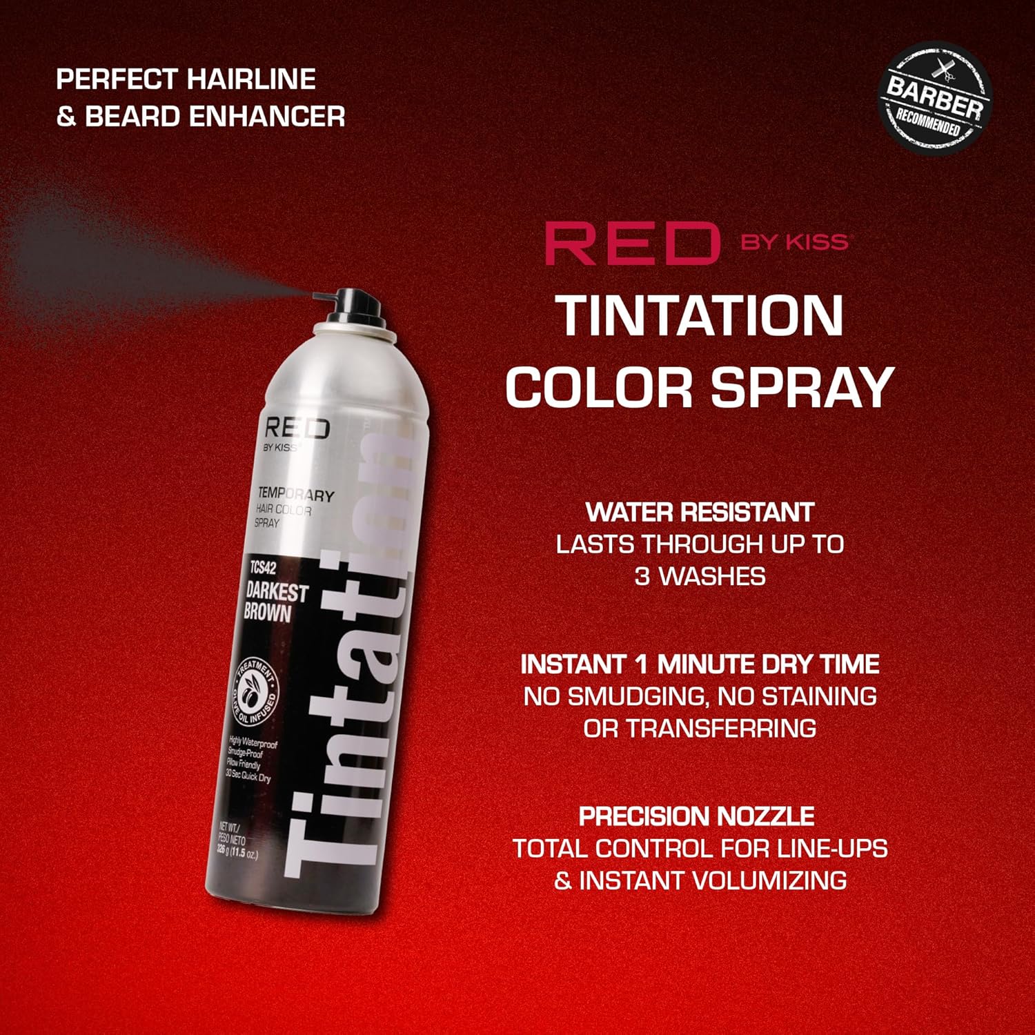 RED BY KISS TINTATION HAIR COLOR SPRAY 2.82oz #DARKEST BROWN
