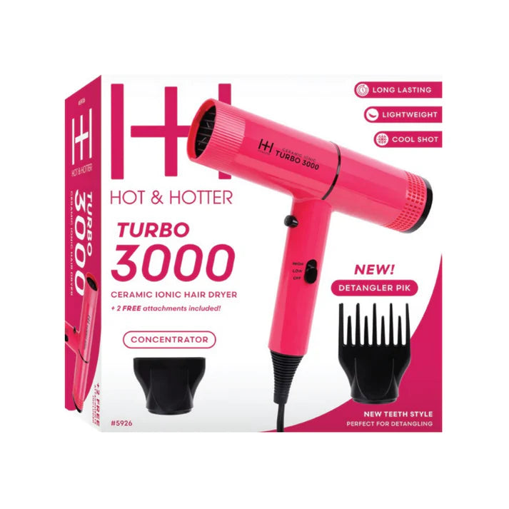 HOT & HOTTER CERAMIC TURBO 3000 DRYER #PINK
