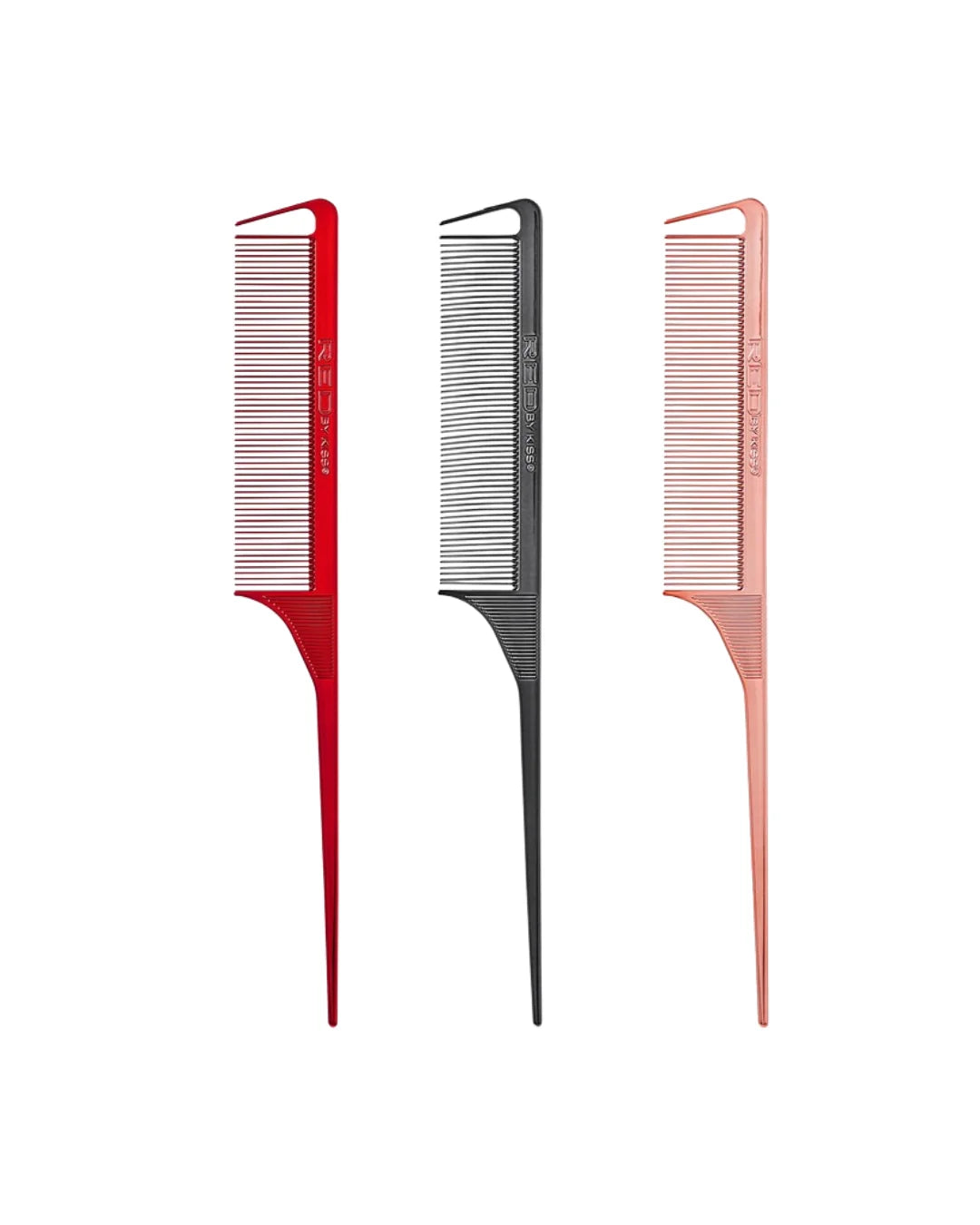 RED BY KISS CHROME PARTING RAT TAIL COMB #ASSORTED CHROME