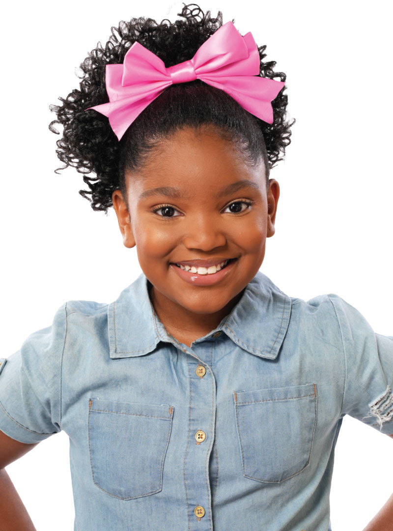 DESTINY KIDS PINK BOW 2 PC PONYTAIL W/COMB & DRAWSTRING #2