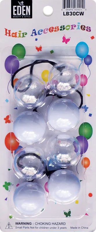 EDEN HAIR ACCESSORIES PONYTAIL BALLS WHITE & CLEAR