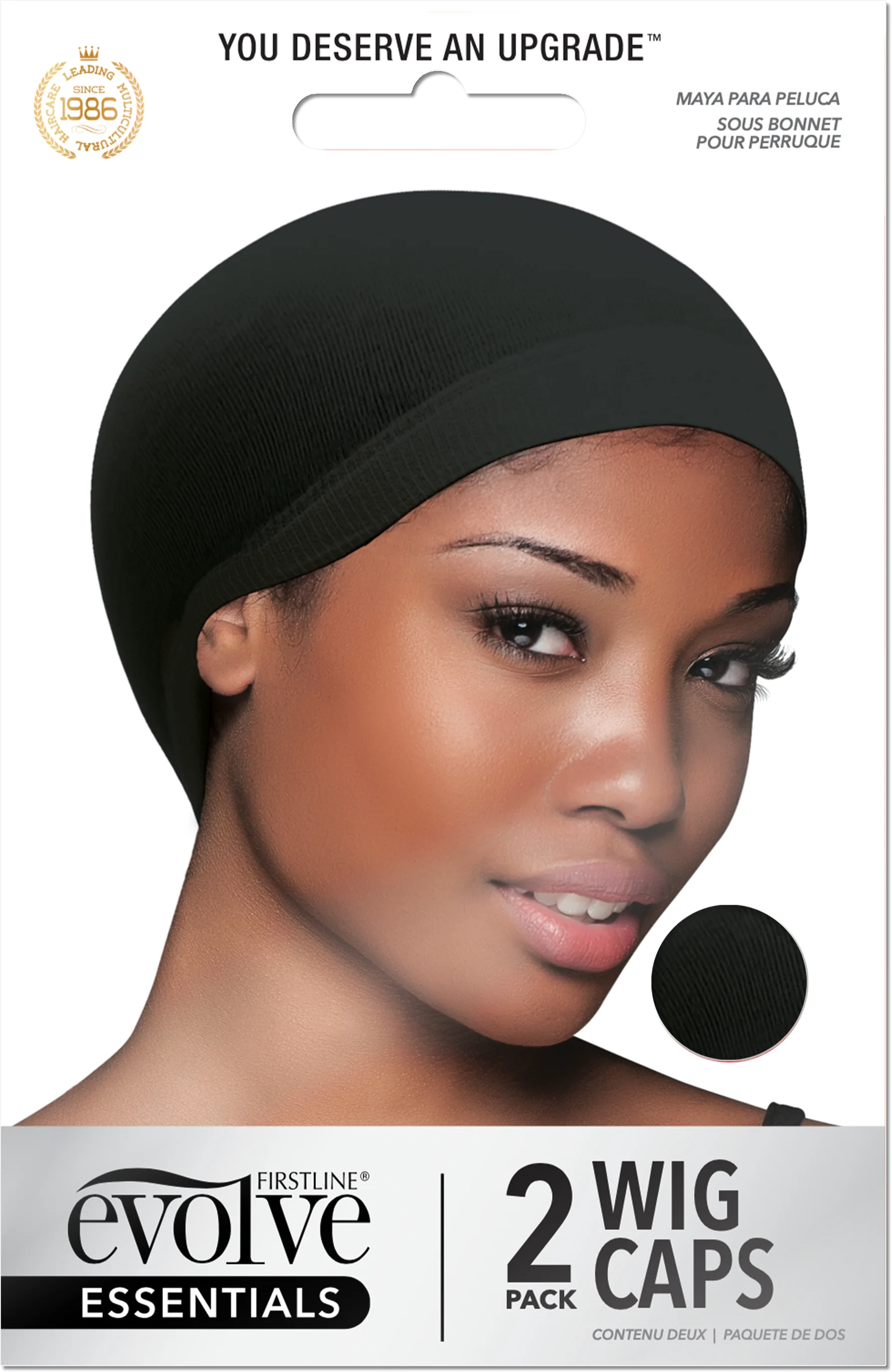 EVOLVE WIG CAP 2PK BLACK