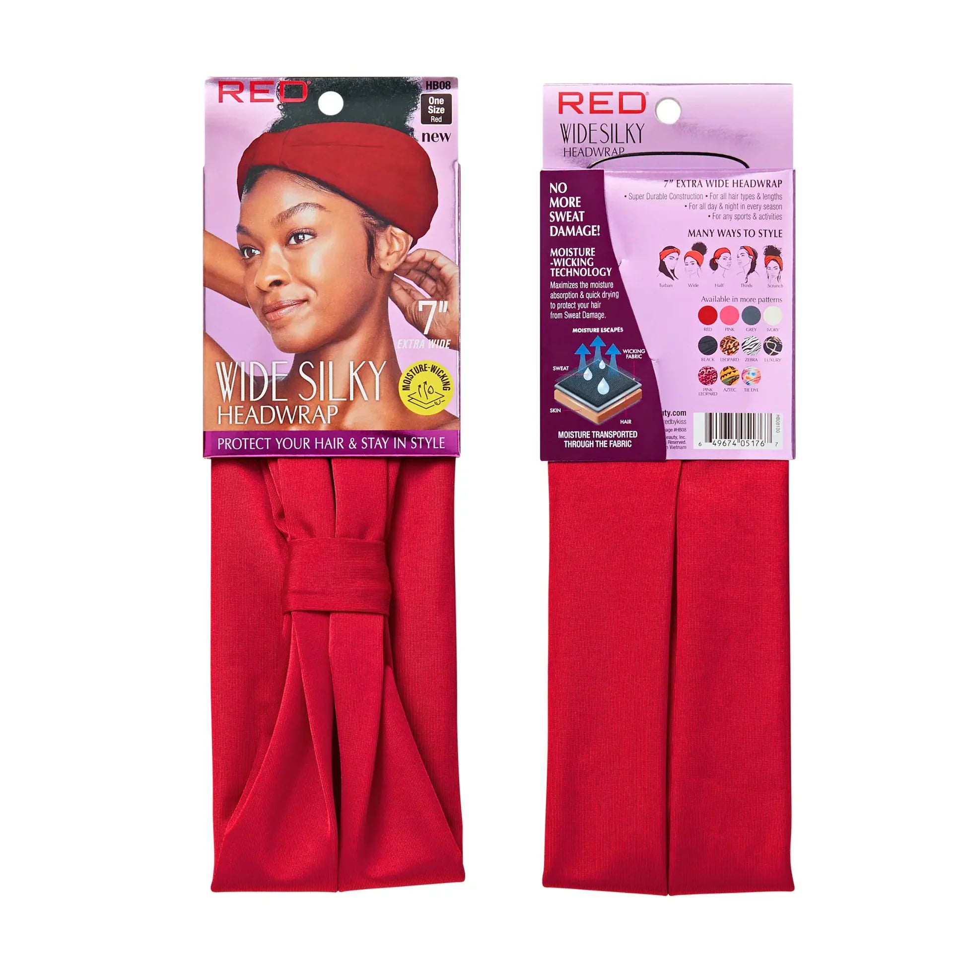 RED BY KISS EXTRA WIDE SILKY HEADWRAP 7" #RED