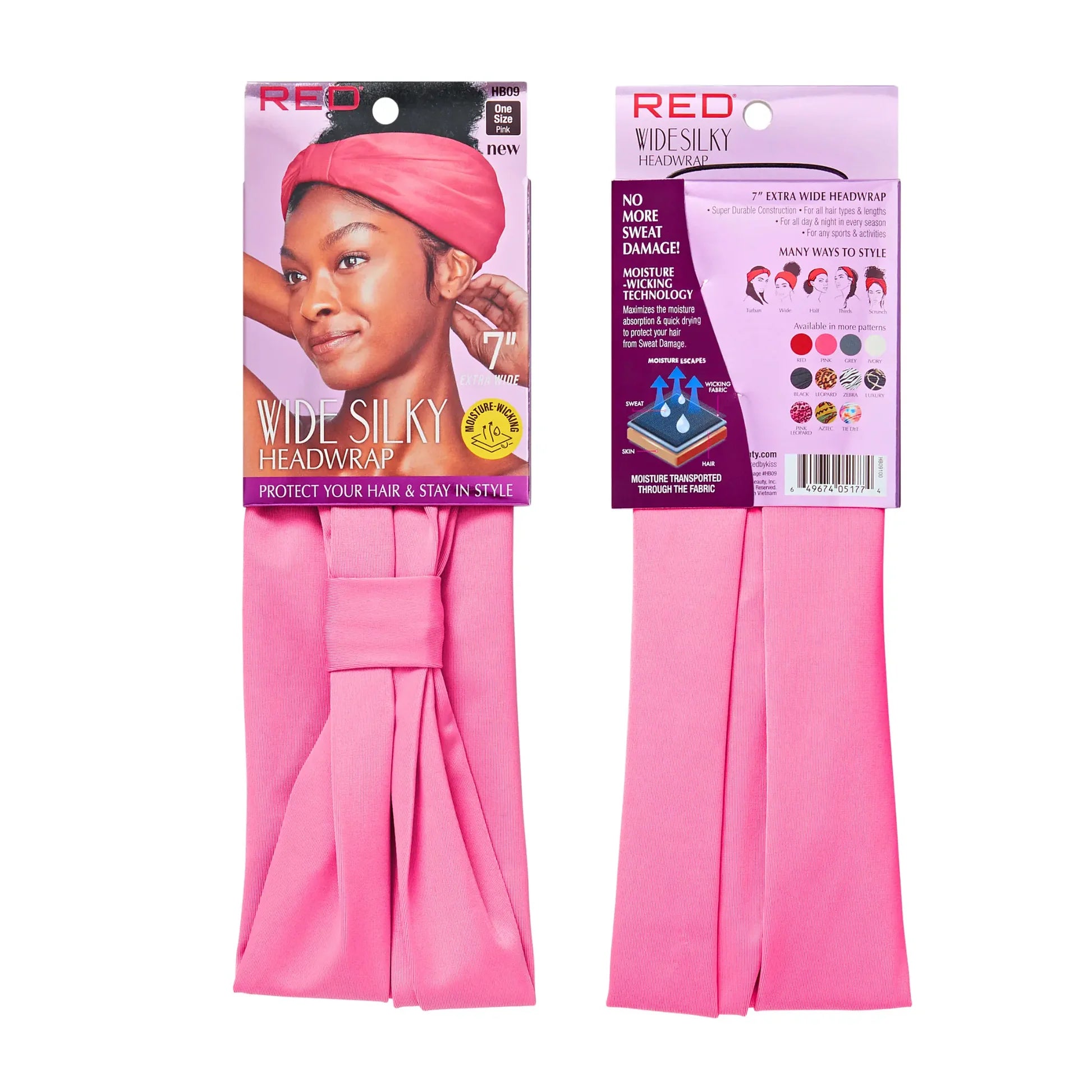 RED BY KISS EXTRA WIDE SILKY HEADWRAP 7" #PINK