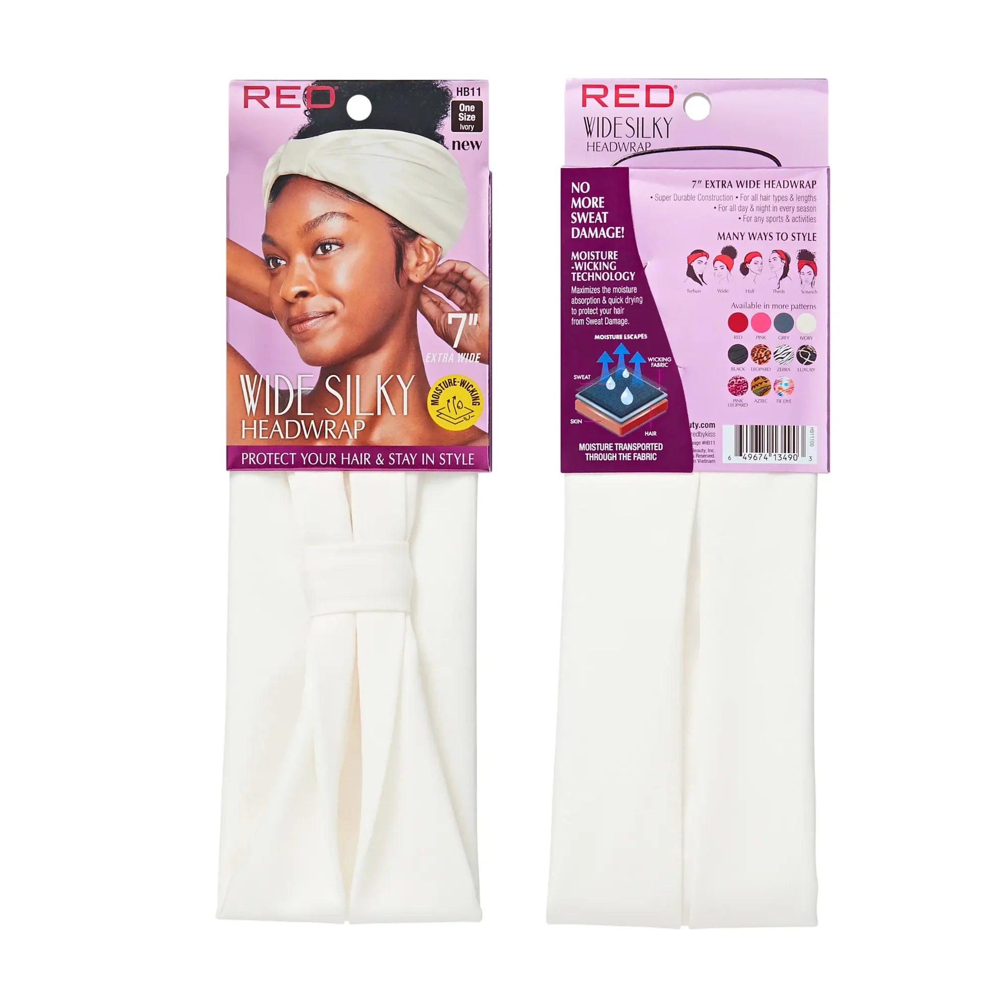 RED BY KISS EXTRA WIDE SILKY HEADWRAP 7" #IVORY