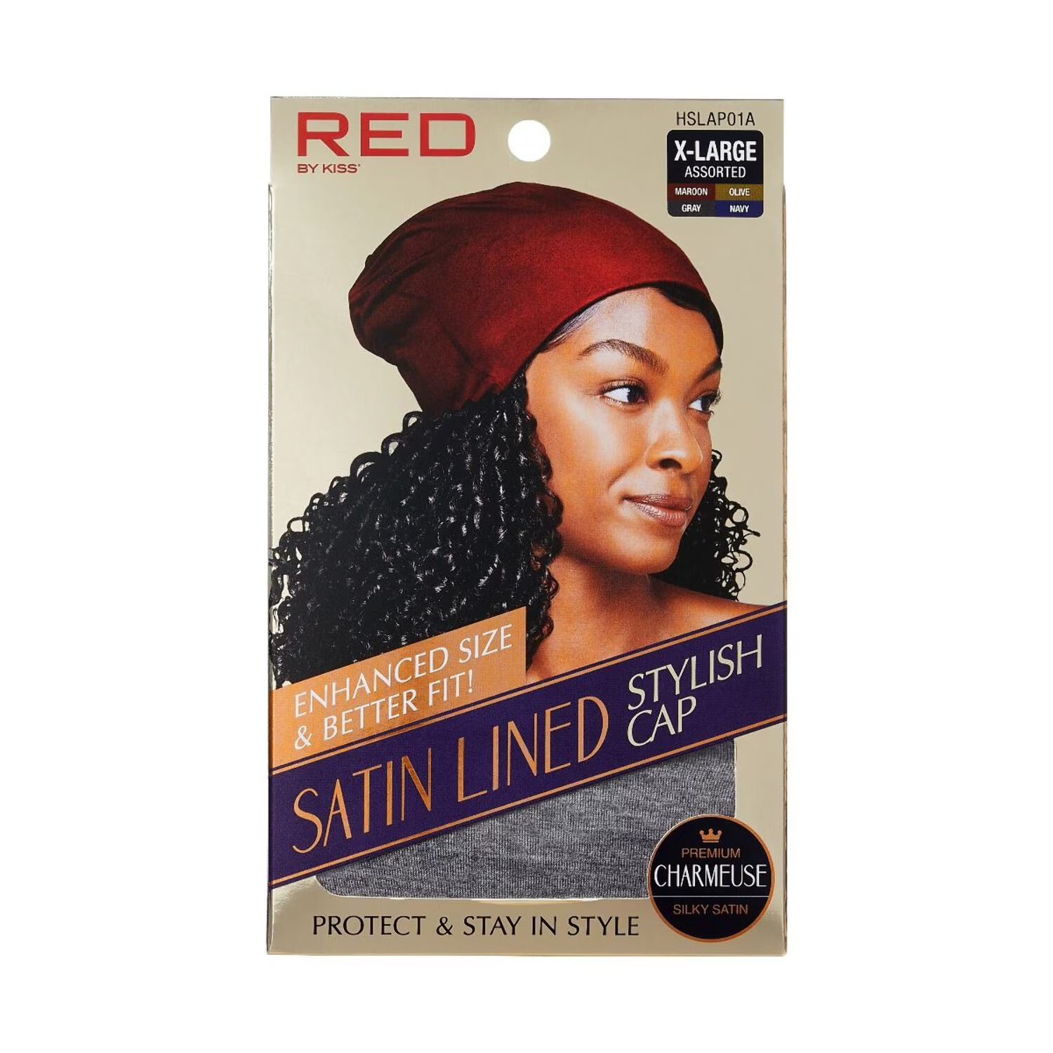 RED BY KISS SATIN LINED STYLISH CAP X-LARGE #ASSORTED