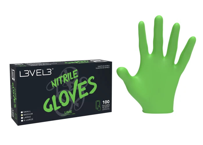L3VEL 3 NITRILE GLOVES MEDIUM 100ct #LIME