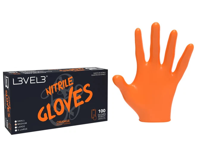 L3VEL 3 NITRILE GLOVES LARGE 100ct #ORANGE