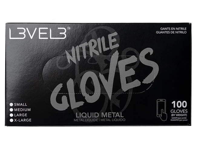 L3VEL 3 NITRILE GLOVES MEDIUM 100ct #LIQUID METAL