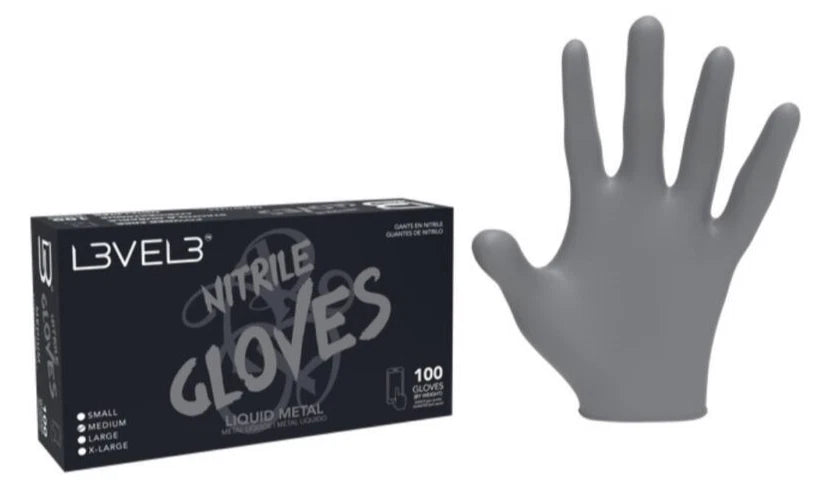 L3VEL 3 NITRILE GLOVES MEDIUM 100ct #LIQUID METAL
