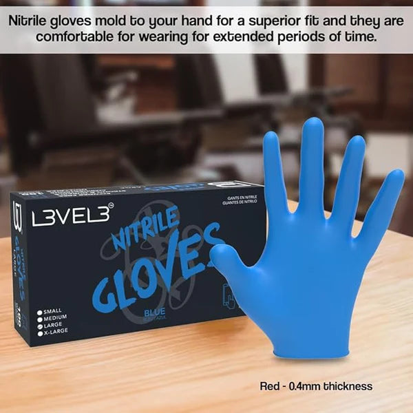 L3VEL 3 NITRILE GLOVES MEDIUM 100ct #BLUE