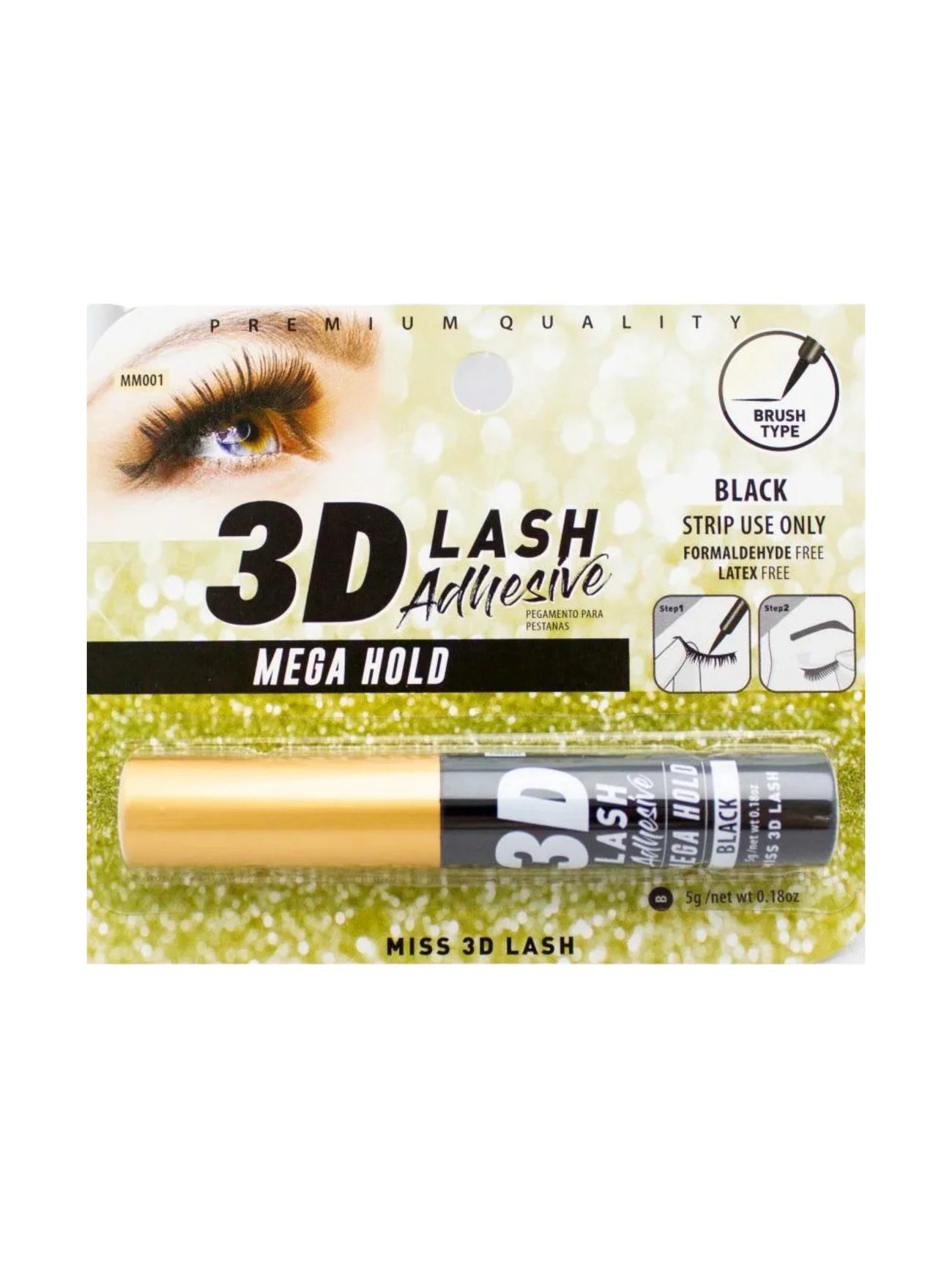 MISS 3D LASH ADHESIVE MEGA HOLD BLACK 0.18oz