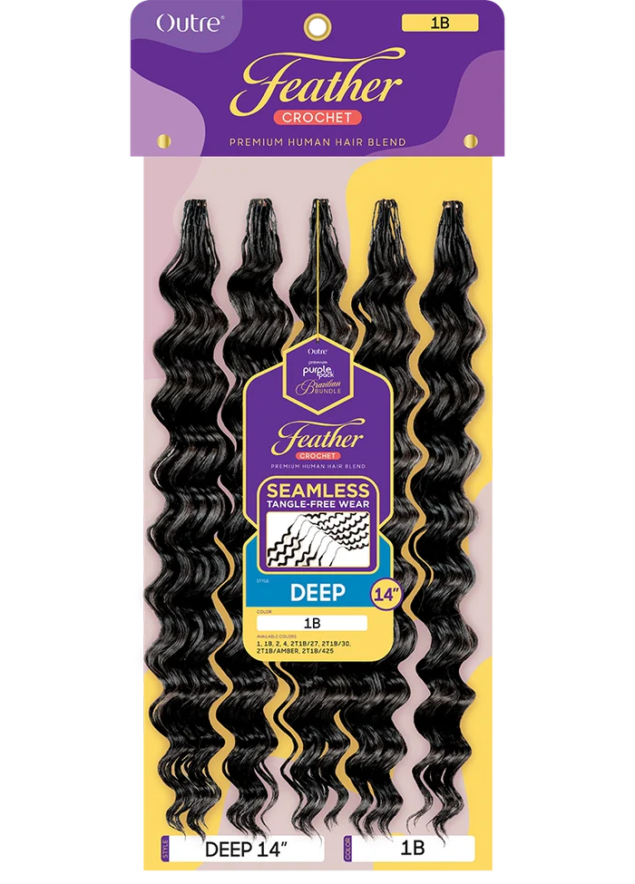 OUTRE FEATHER CROCHET PREMIUM HUMAN HAIR BLEND DEEP 18" #1B