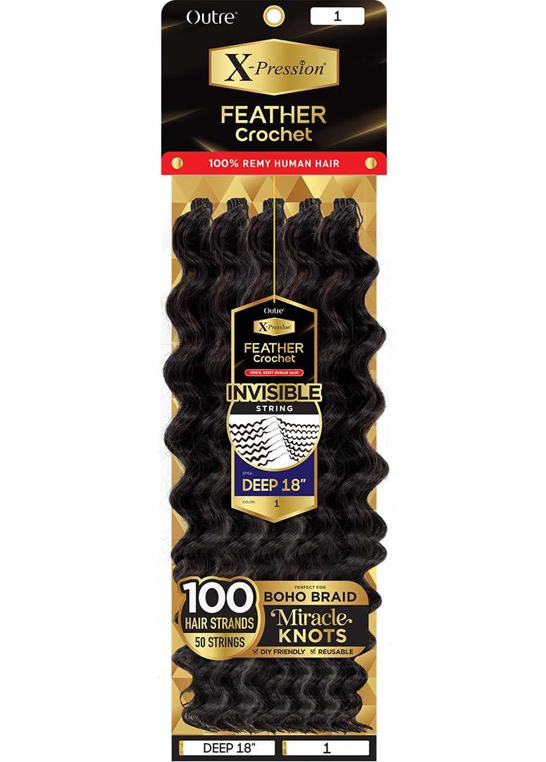 OUTRE X-PRESSION FEATHER CROCCHET 100% HUMAN HAIR DEEP 18" #C1B/30