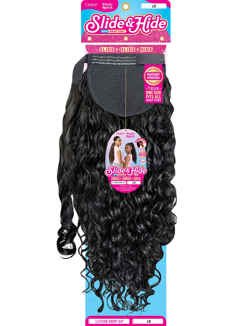 OUTRE PRETTY QUICK SLIDE & HIDE WRAP PONY LOOSE DEEP 24" #1B