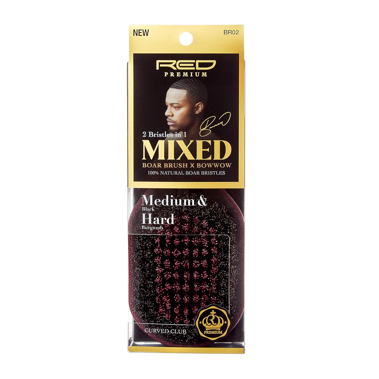 Red By Kiss Premium Mixed MED/HARD Boar Brush (Club)