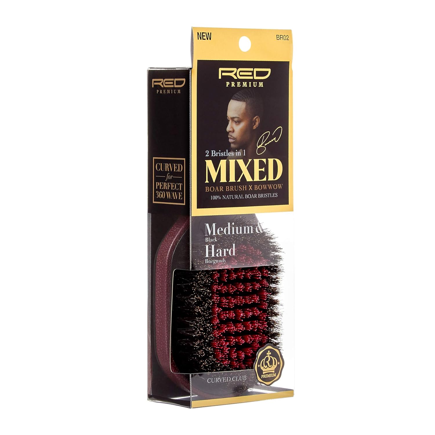 Red By Kiss Premium Mixed MED/HARD Boar Brush (Club)