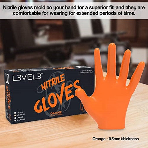 L3VEL 3 NITRILE GLOVES MEDIUM 100ct #ORANGE