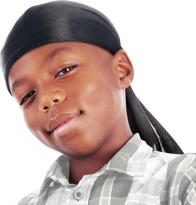 Red By Kiss Kids PowerWave Silky Satin Durag BLACK