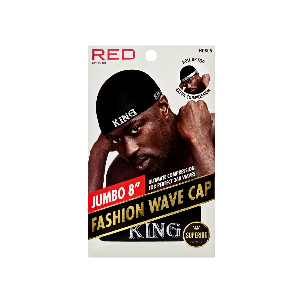 RED BY KISS REGULAR LOC FASHION WAVE CAP KING #BLACK
