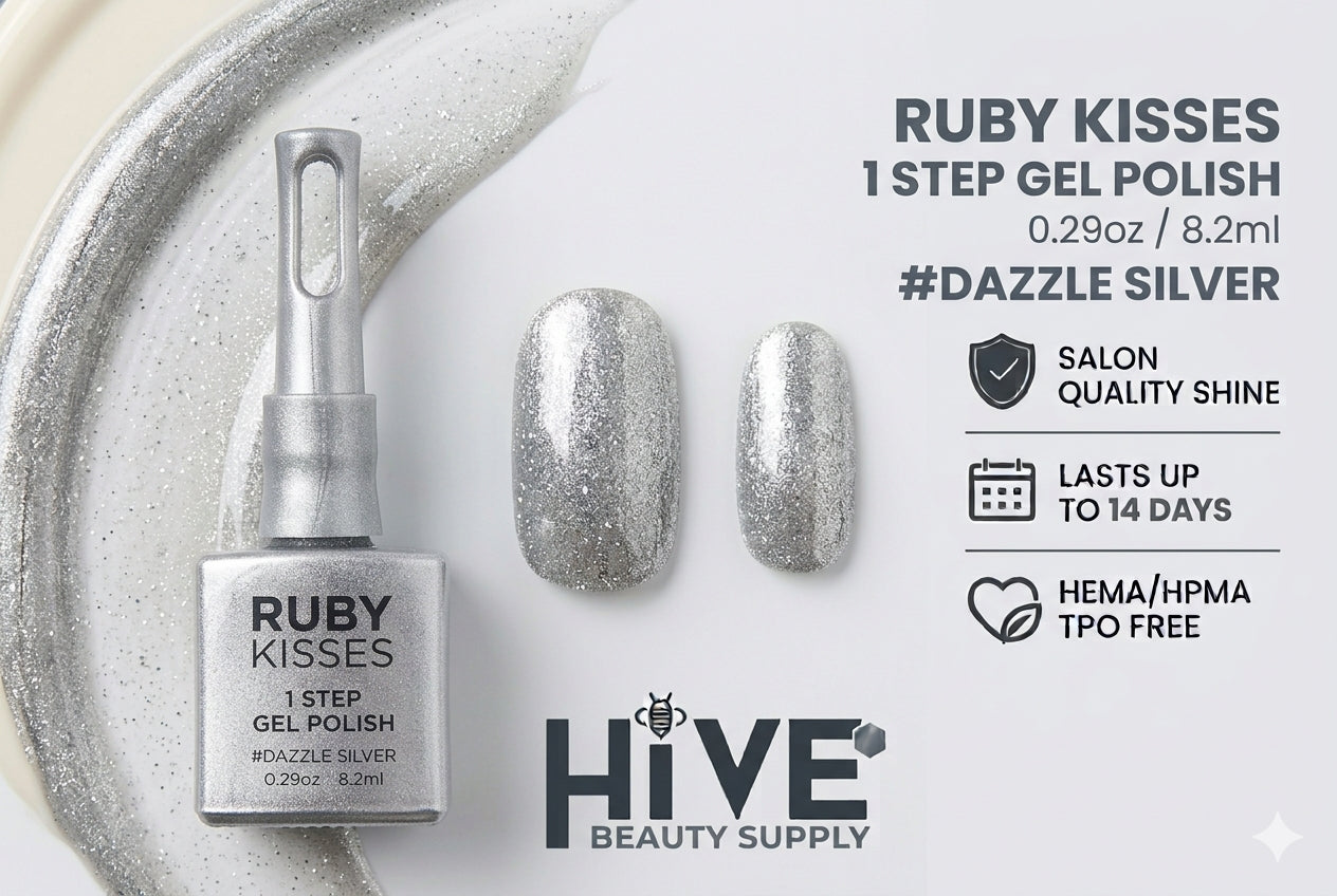 RUBY KISSES 1 STEP GEL POLISH 0.29oz #DAZZLE SILVER
