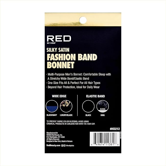 Red By Kiss Mens Fashion Band Silky Satin Bonnet #KING