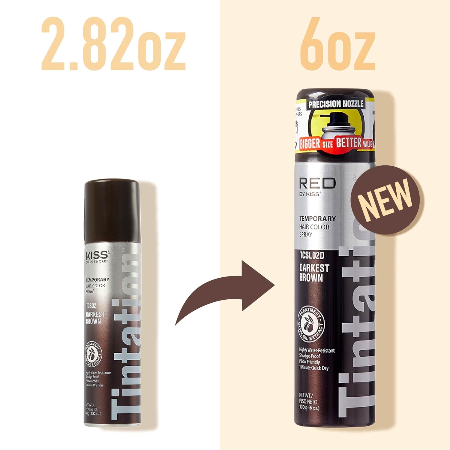 Red By Kiss Tintation Temporary Hair Color Spray 6oz #BLACK