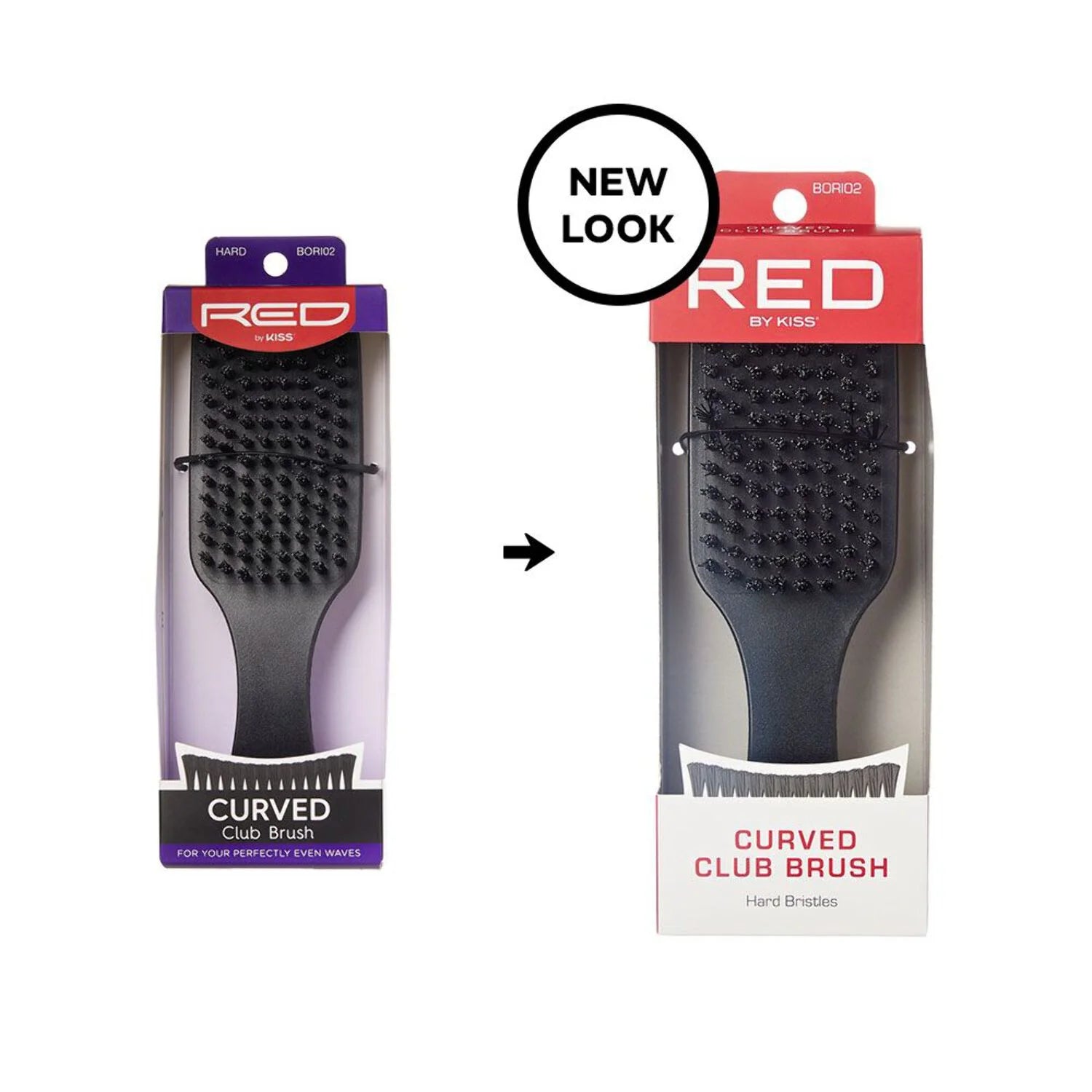 Red by Kiss Curved Club Brush Hard #BROI02
