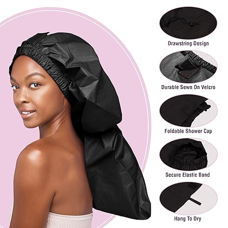 Red By Kiss Braid Shower Cap Black
