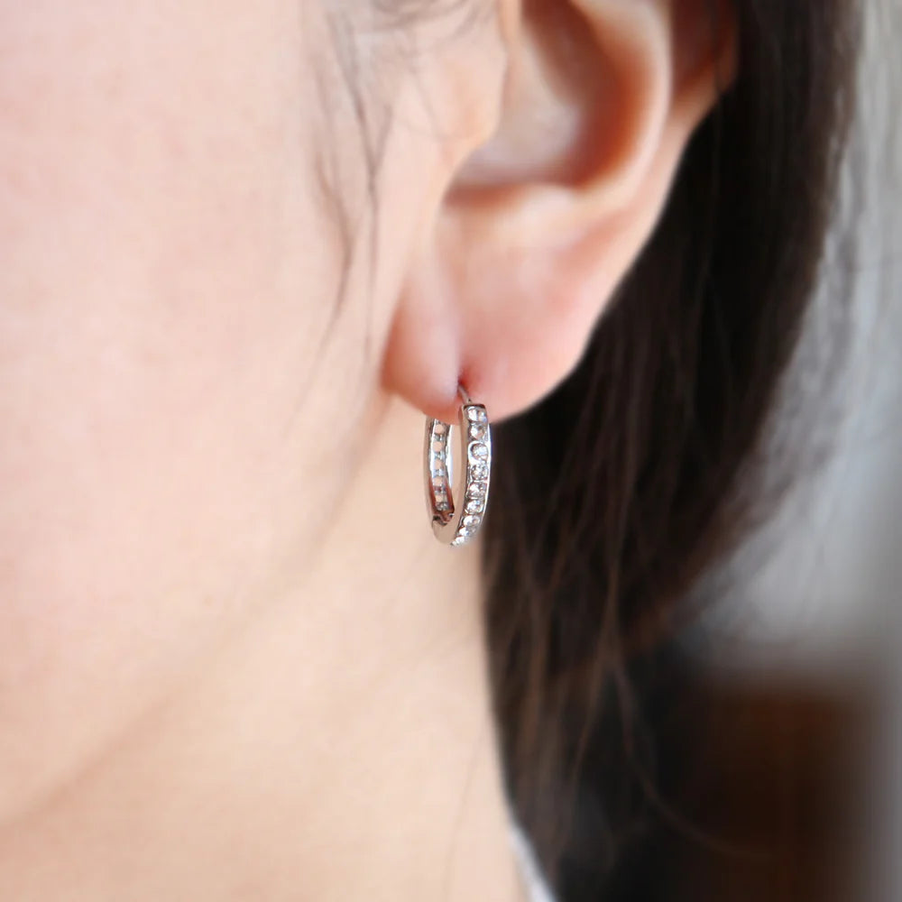 JOY JEWELRY HUGGIES HOOP EARRINGS SILVER #SHG11S