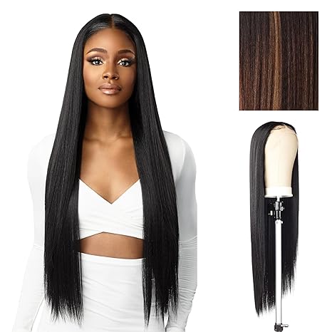 SENSATIONNEL BUTTA LACE WIG HUMAN HAIR MIX STRAIGHT 32" #BALAYAGE CHOCOLATE