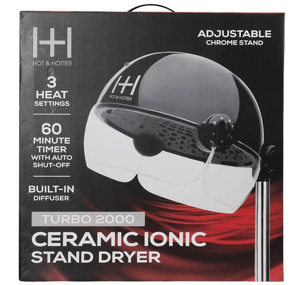 HOT & HOTTER TURBO 2000 CERAMIC IONIC STAND DRYER
