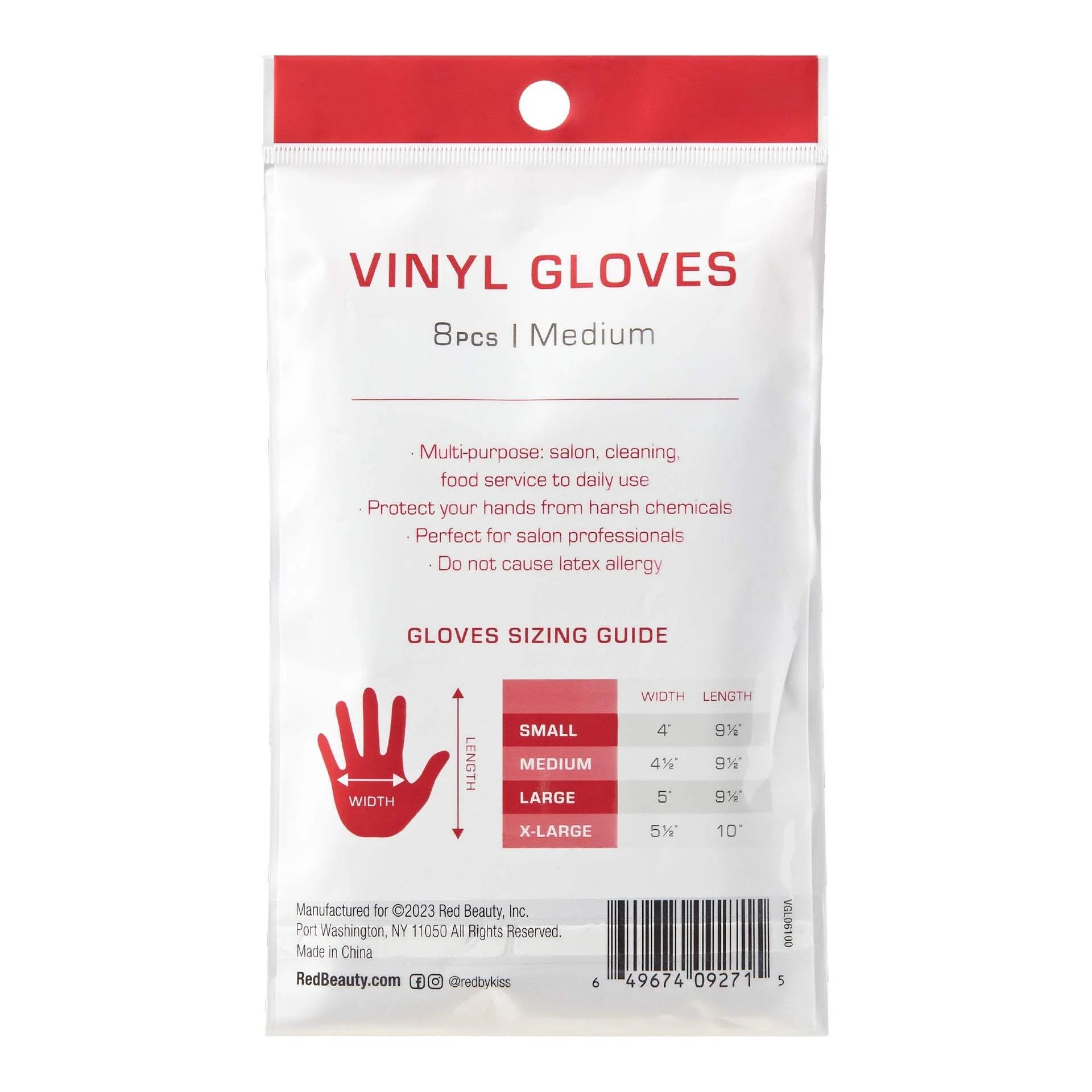 RED BY KISS 8 VINYL GLOVES MEDIUM #BLACK