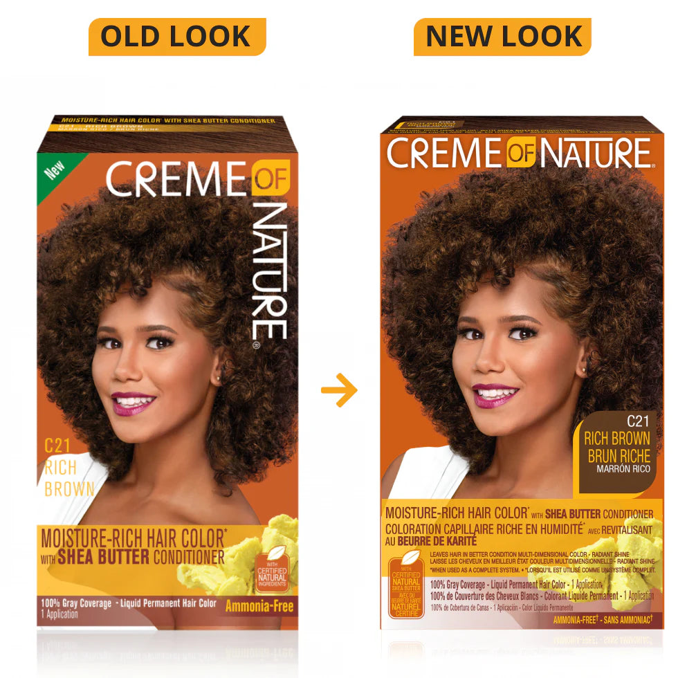 CREME OF NATURE PERMANENT HAIR DYE #C21 RICH BROWN