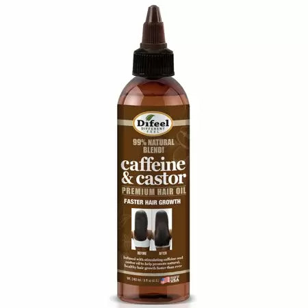 DIFEEL 99% NAT PREMIUM HAIR OIL CAFFEINE CASTOR  8.1oz