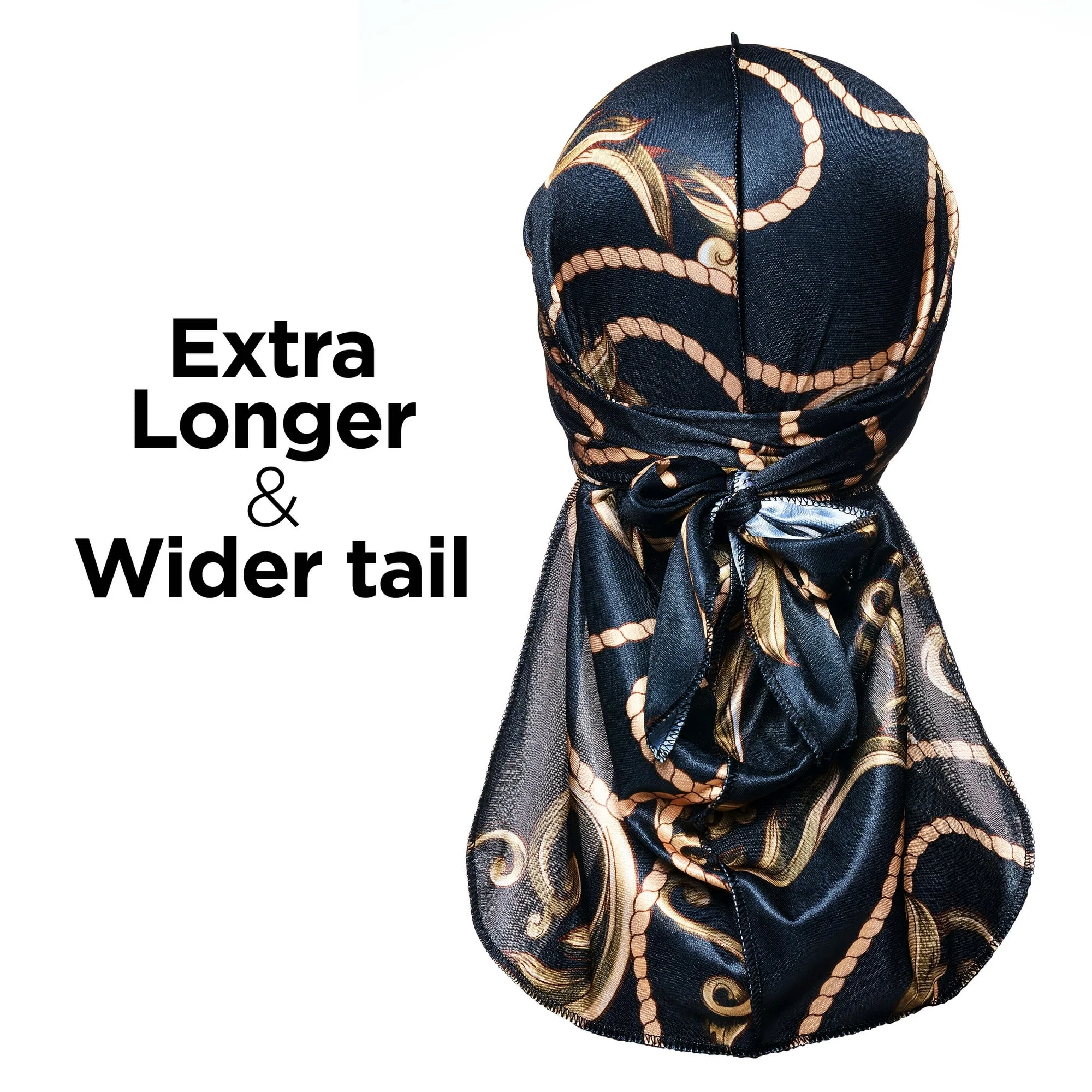 RED BY KISS POWER WAVE LUXE DESIGN DURAG BLACK/GOLD